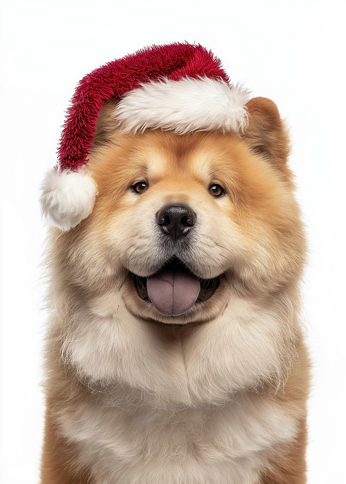 Chow Chow dog with Santa hat