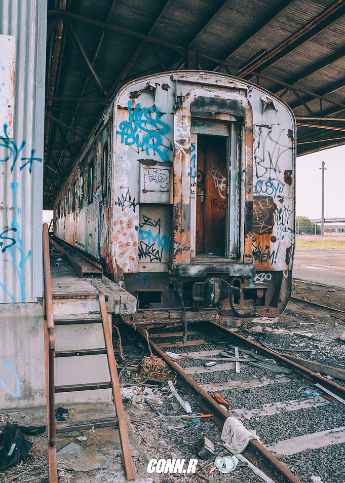 Abandoned Train Car with Graffiti