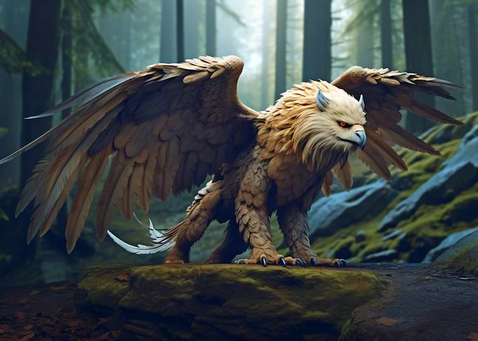Majestic Griffin in Forest Setting