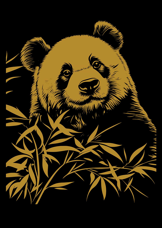 Panda with Bamboo Illustration