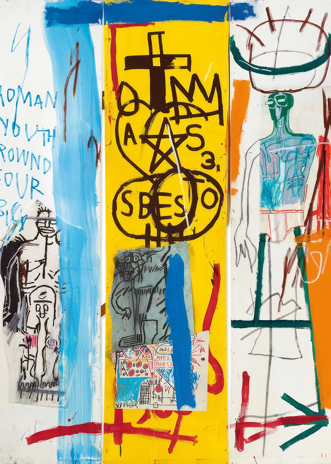 Abstract Basquiat-style Painting with Figures