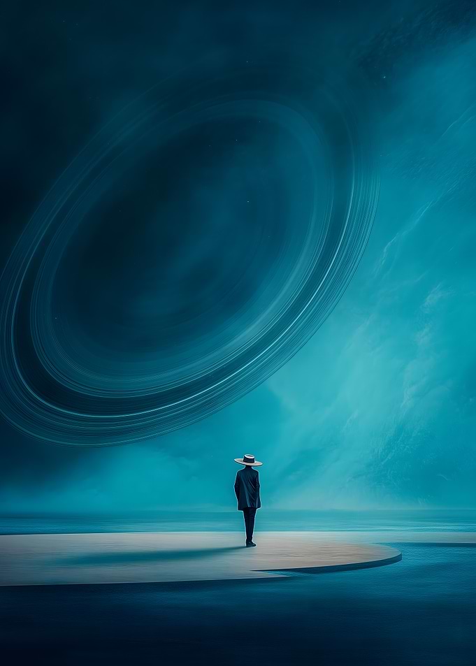 Alone Beneath Saturn – Surreal Sci-Fi Minimalism