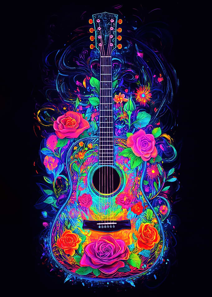 Floral Guitar Neon