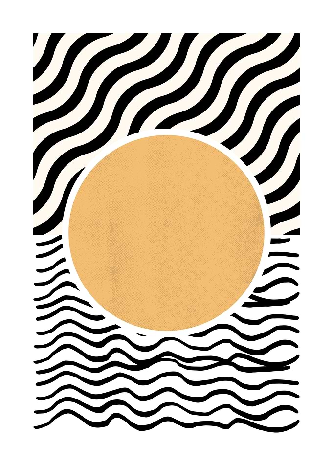 Abstract Sun and Waves Art Print