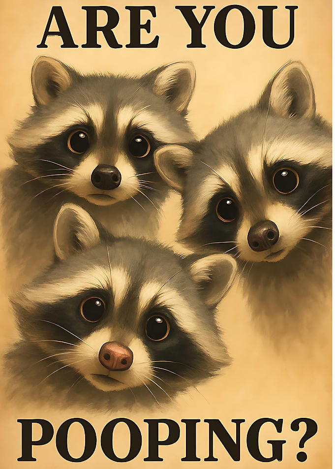 Are You Pooping? Raccoon Poster