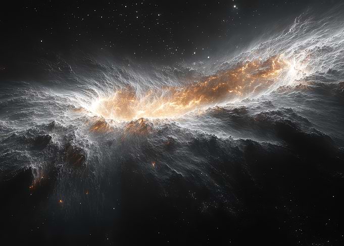 Dramatic Nebula Cloudscape with Golden Light