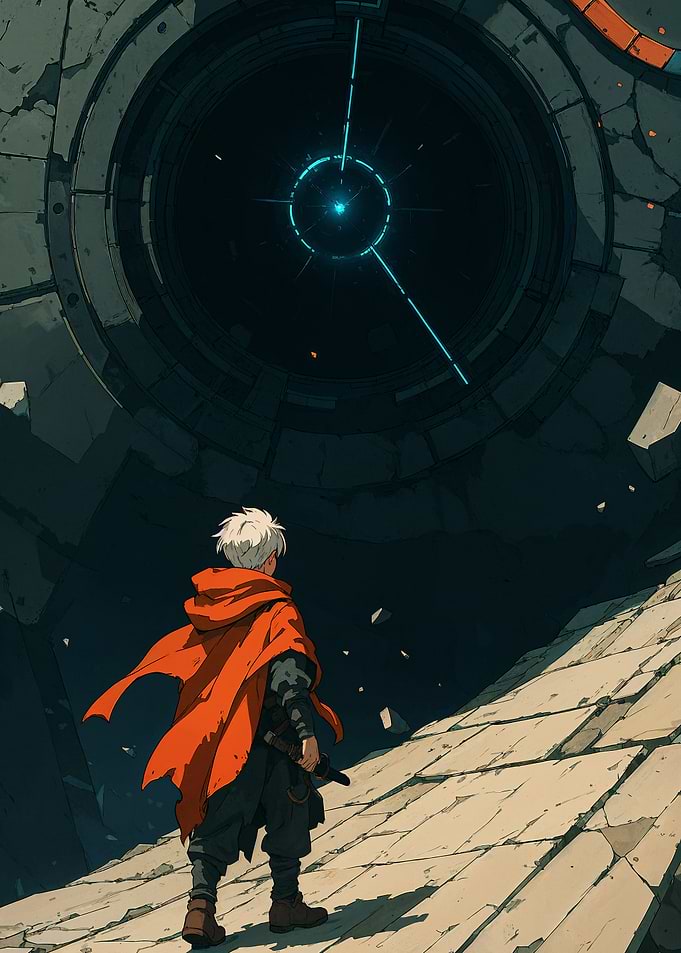 Anime Boy and Futuristic Portal
