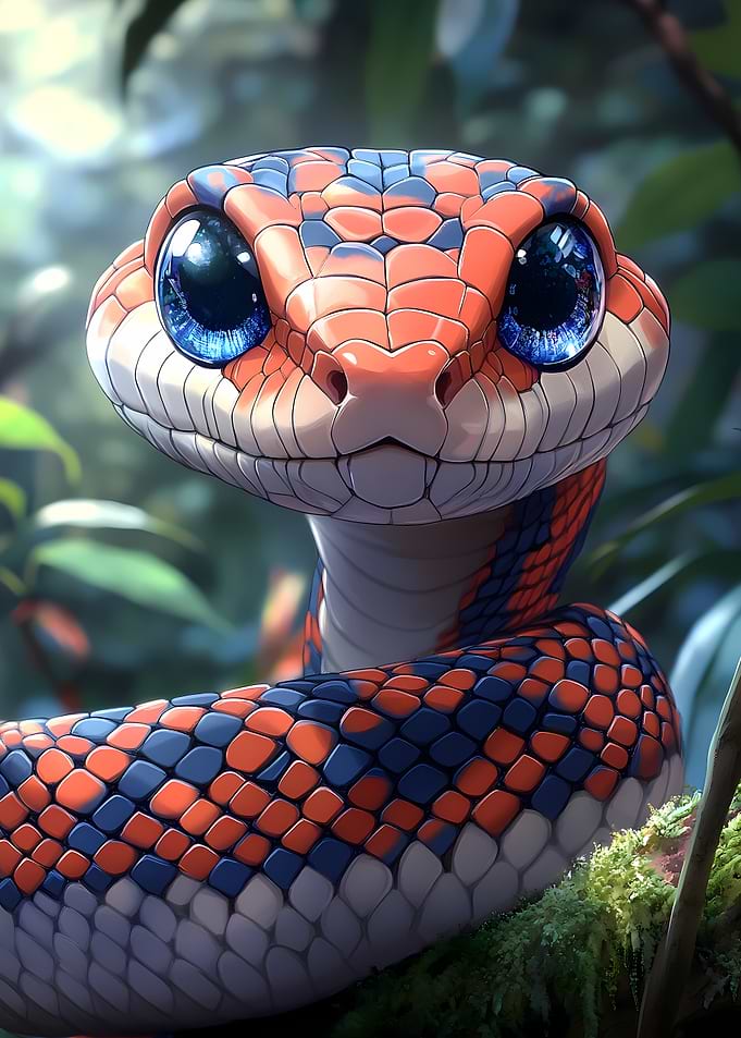 Cute Snake with Big Blue Eyes