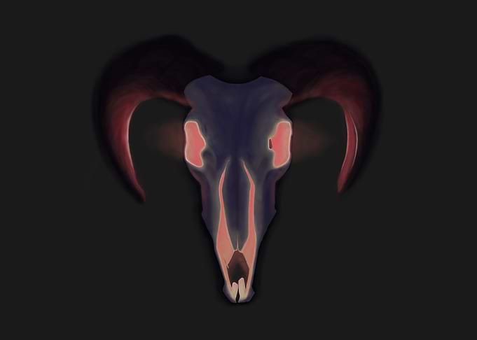 Candlelit Ram Skull