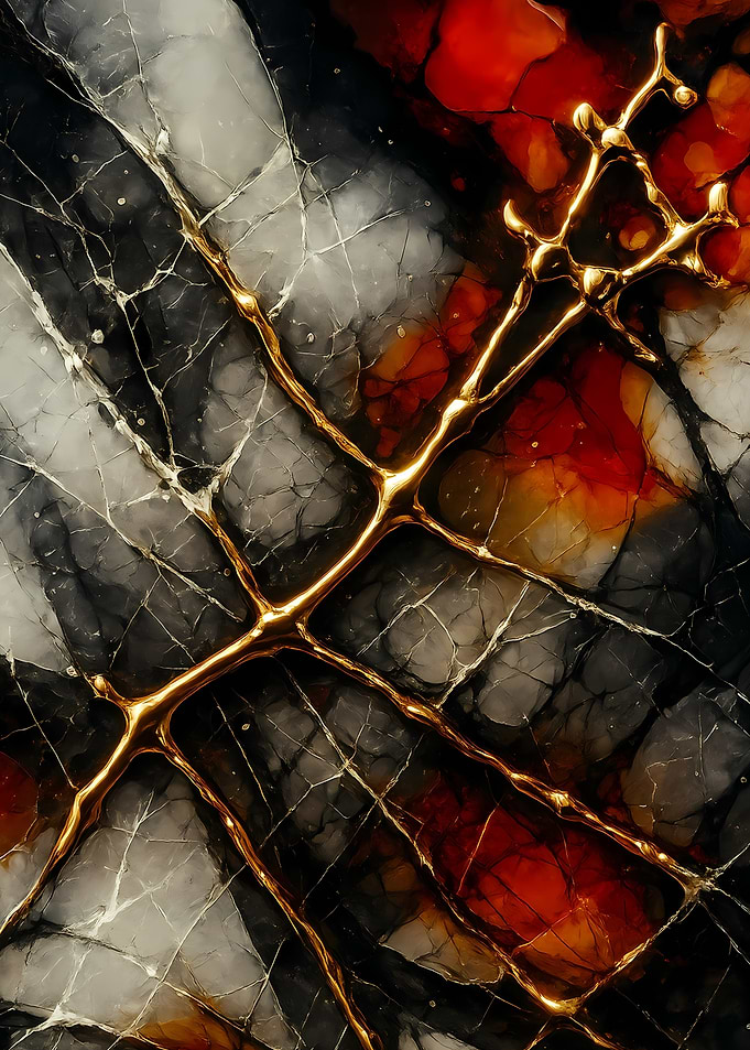 Abstract Porcelain #64 - Abstract Gold Veins on Marble Texture
