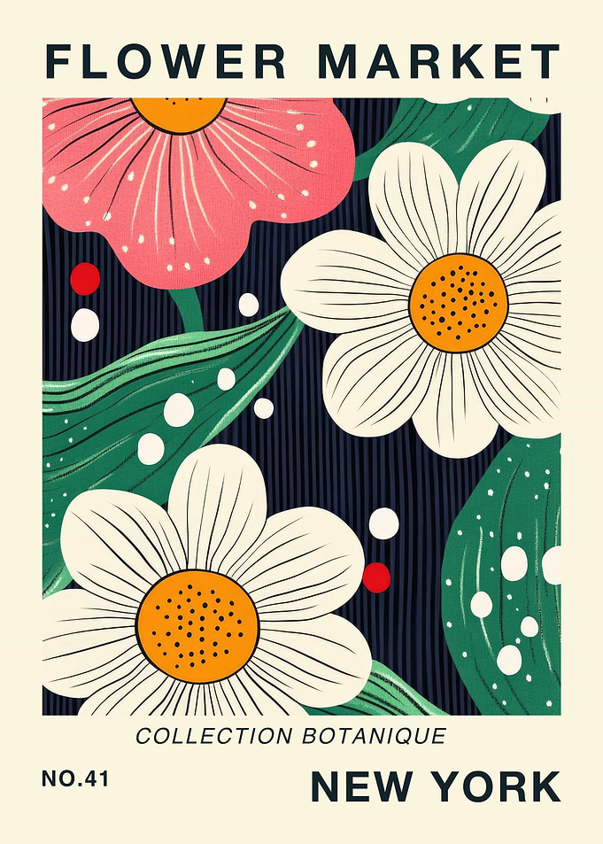 Flower Market New York Travel Poster