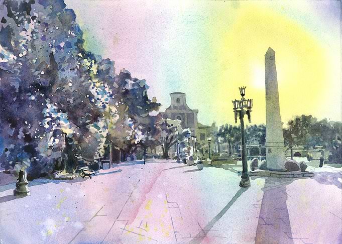 Arecibo Puerto Rico colorful watercolor painting