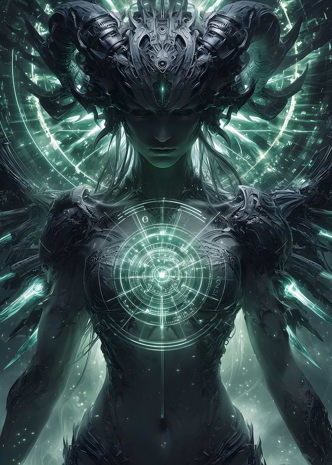 Cyberpunk Demon Woman with Horns