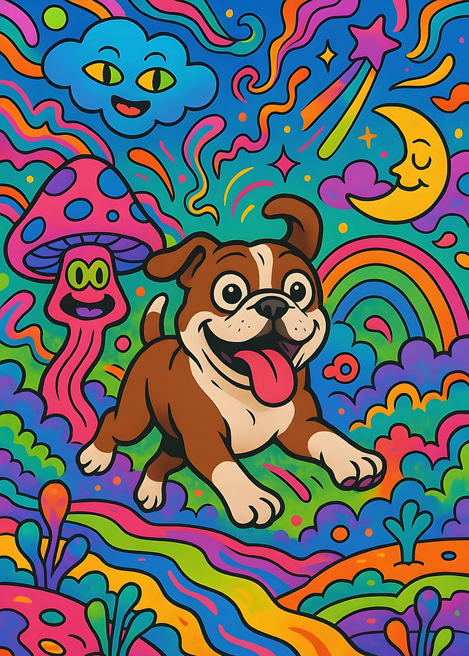 Psychedelic Dog Cartoon