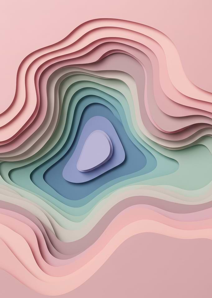 Abstract Topographic Layers in Pastel Colors
