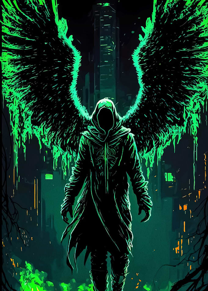 Winged Figure Green