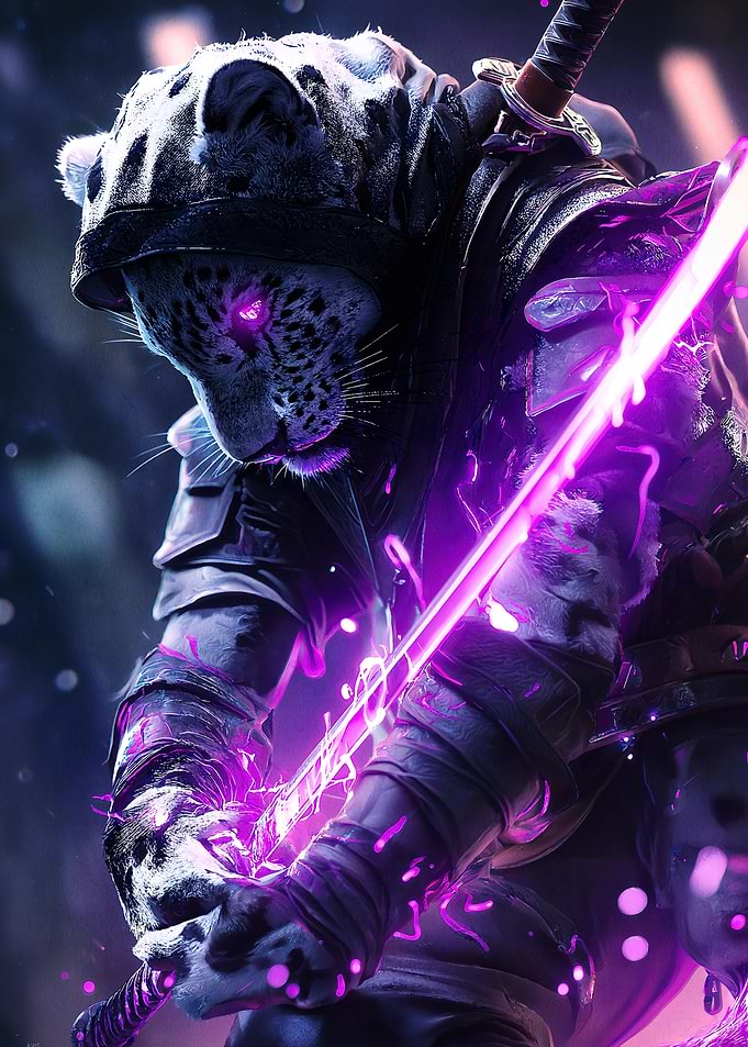Cyberpunk Leopard Samurai