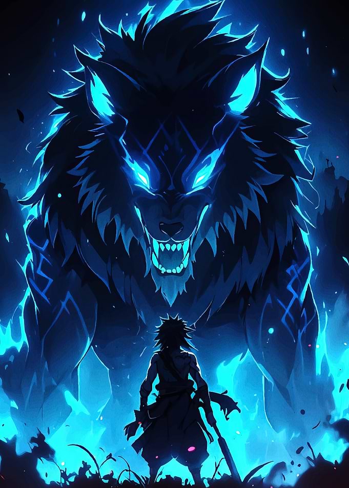 Anime Warrior Giant Wolf
