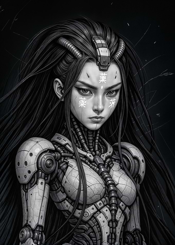 Cyberpunk Girl with Robotic Body