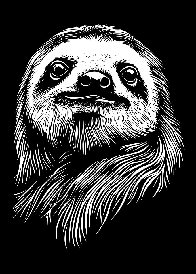 Monochrome Sloth Portrait