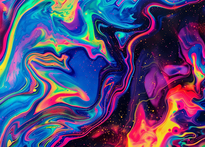 Colorful Abstract Swirls with Starry Background