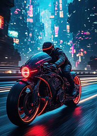 Cyberpunk Motorcycle Rider