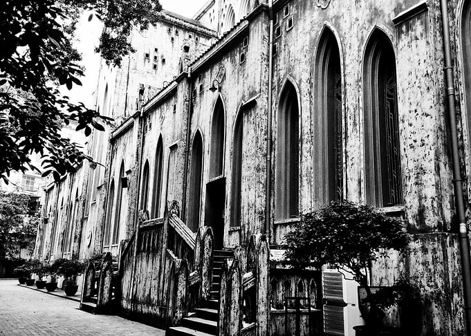 Black and White Cathedral Facade