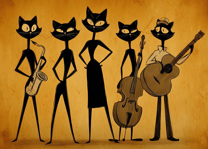Cats Band Playing Music