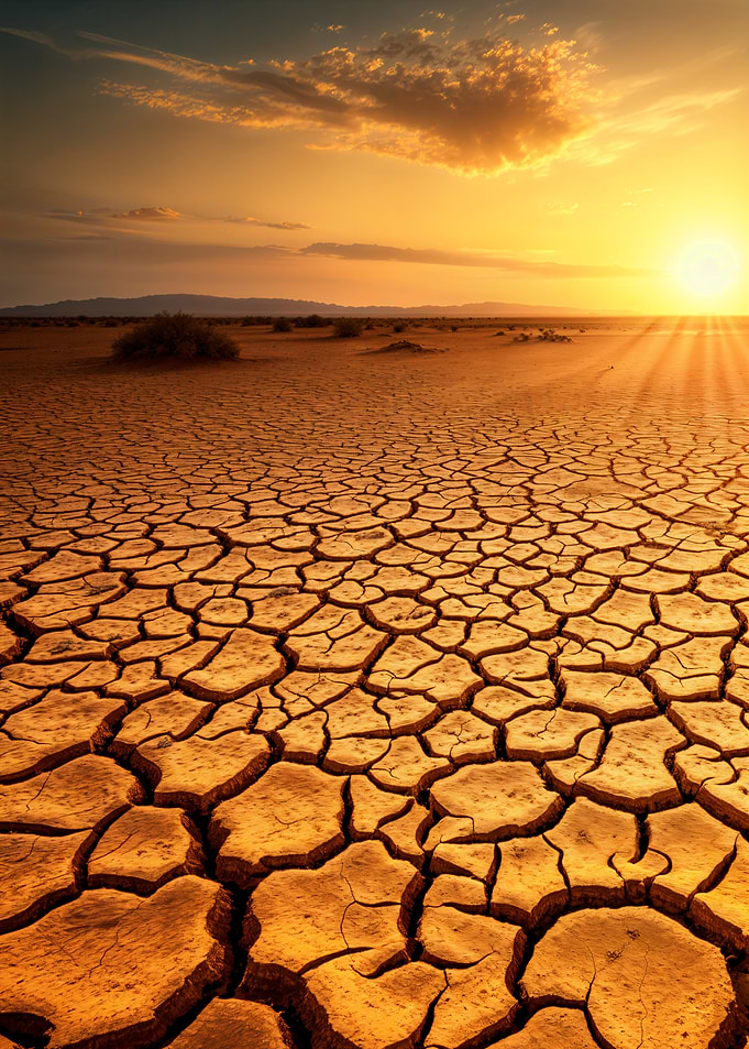Cracked Earth at Sunset