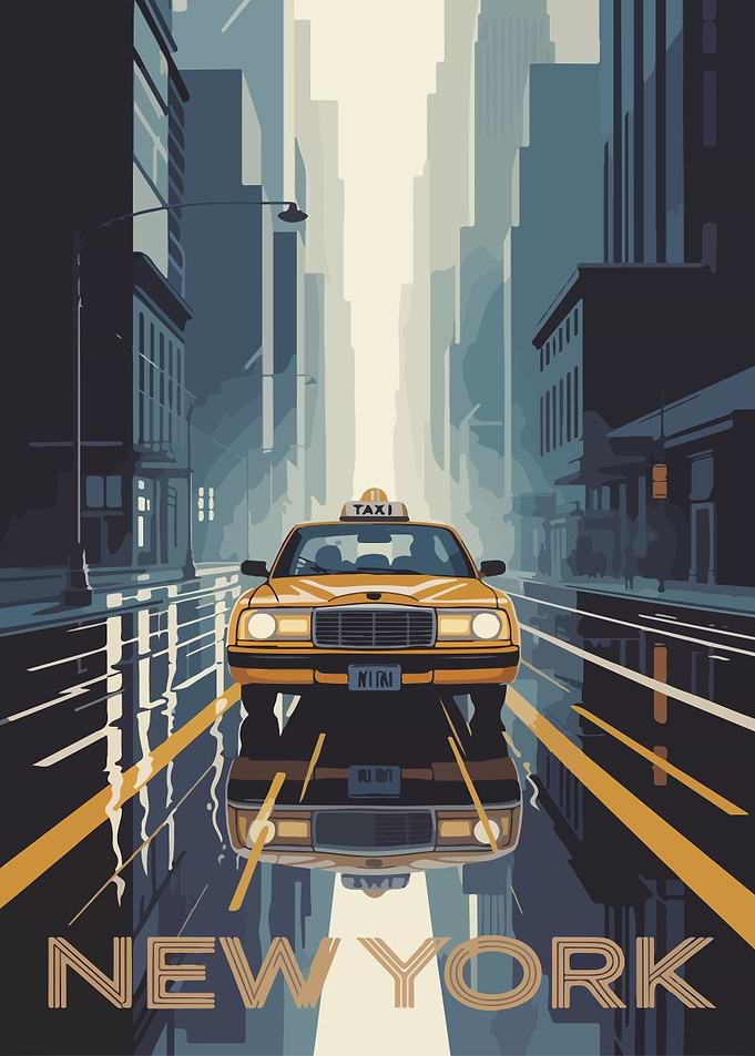 New York City Taxi Illustration