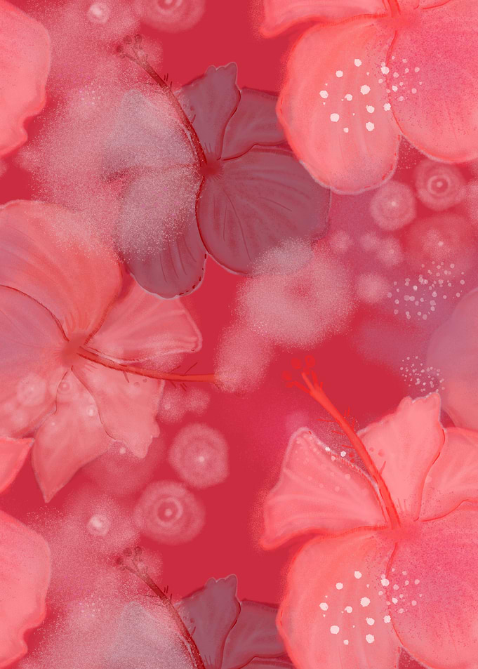 Floral Pattern with Hibiscus Flowers