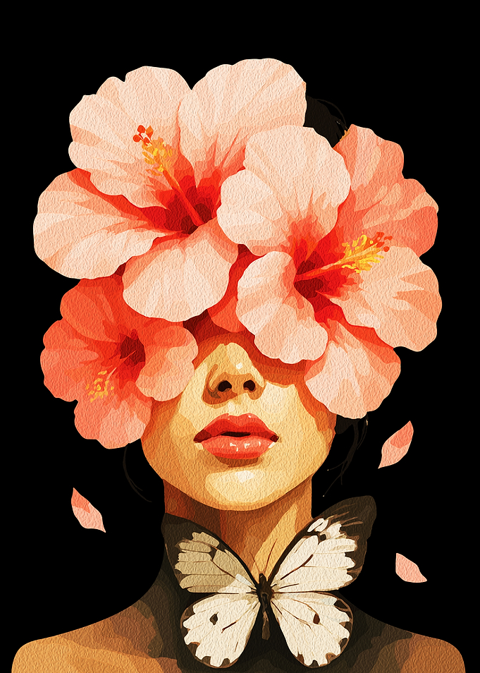 Floral Woman with Butterfly