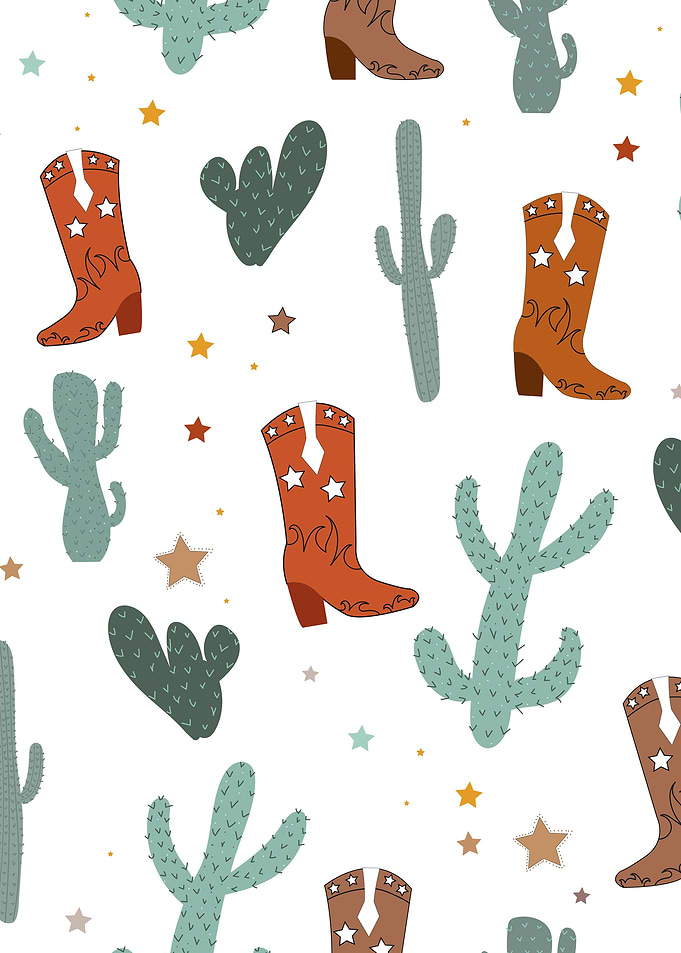 Cowboy Boots and Cactus Pattern