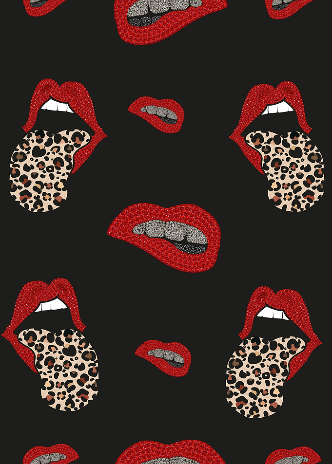 Red Lips Leopard Tongue Pattern
