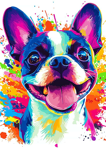 Colorful Boston Terrier Portrait