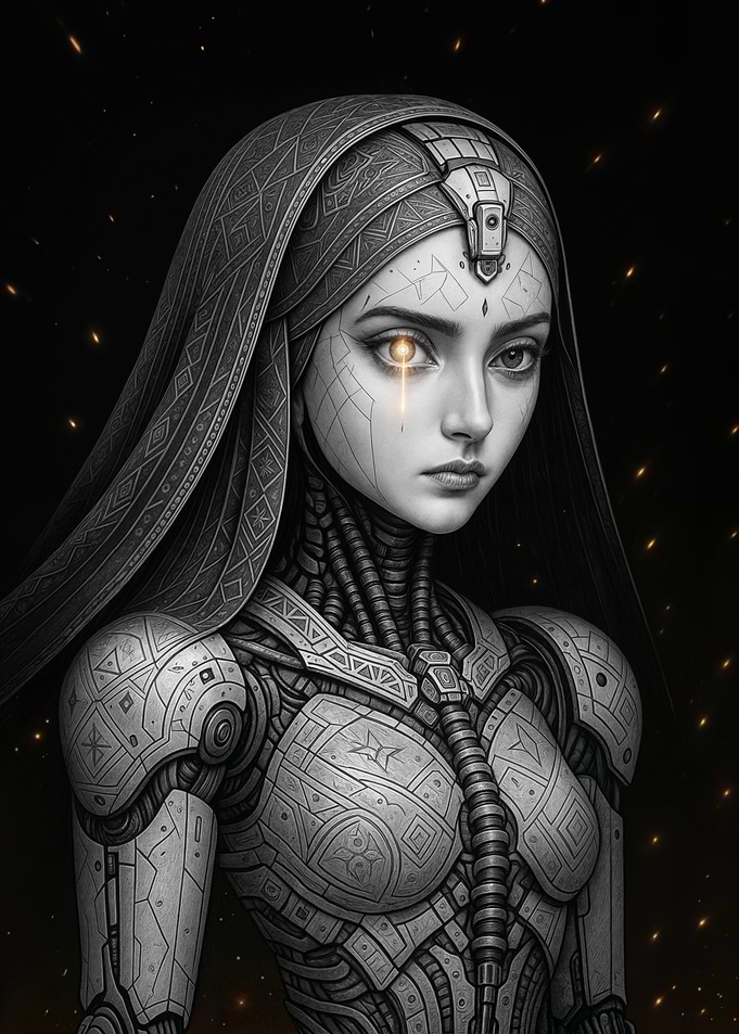 Cyborg Woman with Headscarf