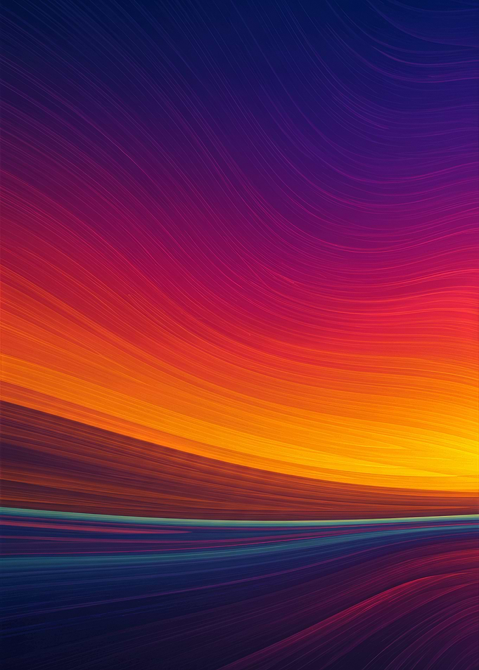 Abstract sunset landscape with flowing lines