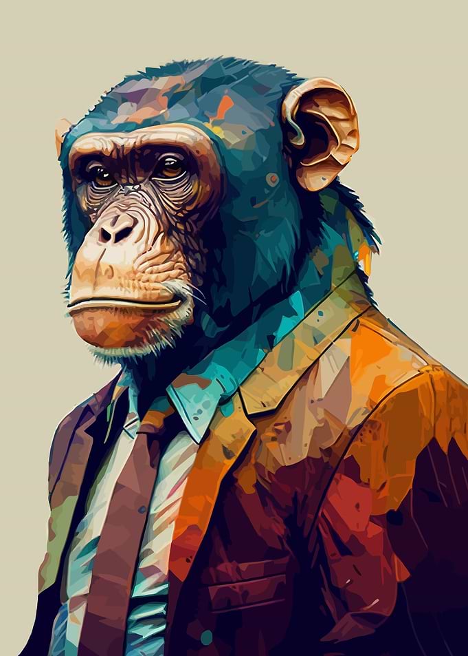 Chimpanzee in Suit Digital Art