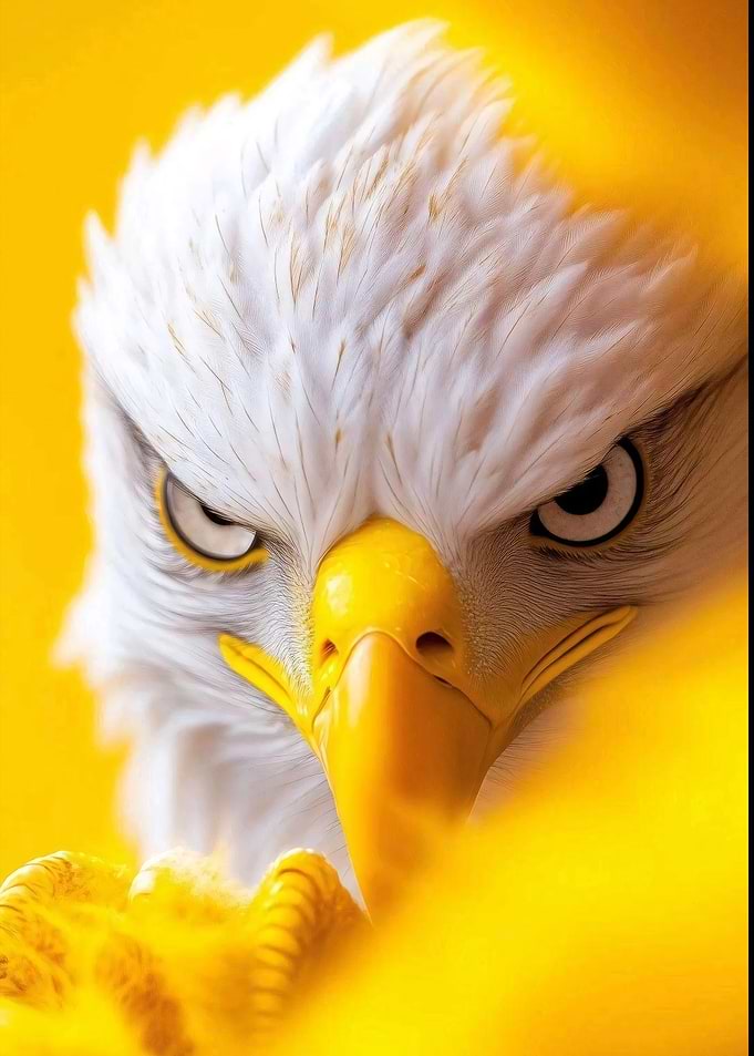 Eagle Portrait on Yellow Background