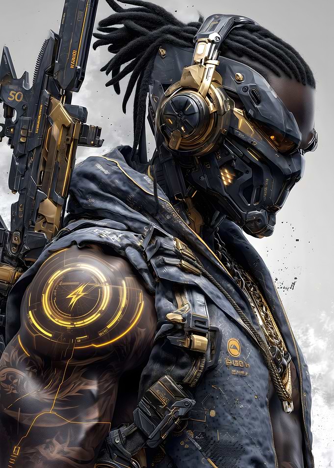 Cyberpunk Warrior with Futuristic Gear