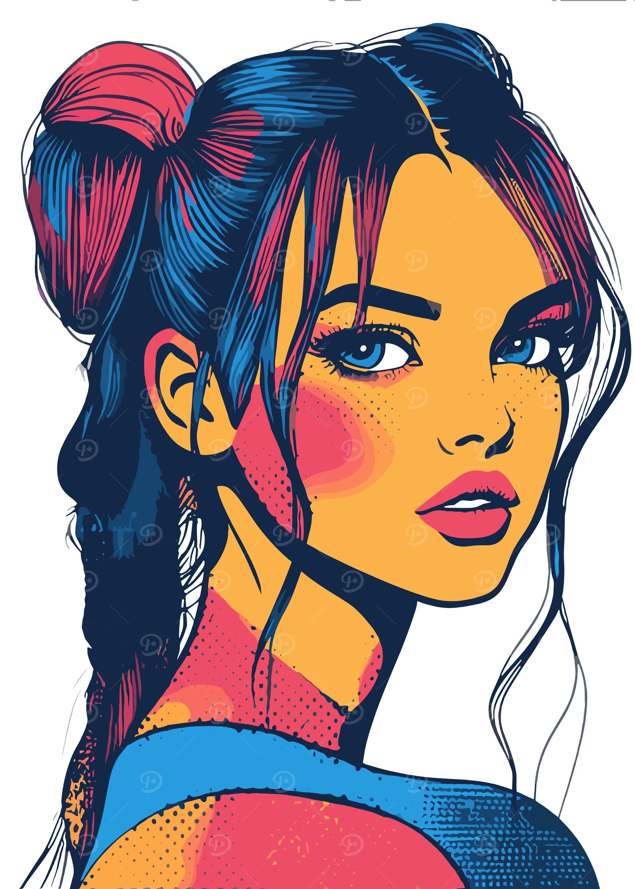 Colorful Portrait of a Young Woman