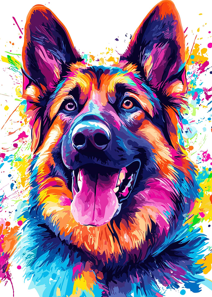 Colorful German Shepherd Portrait