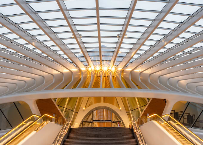 Modern Architecture Interior with Glass Roof