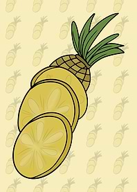 Sliced Pineapple Cartoon Illustration