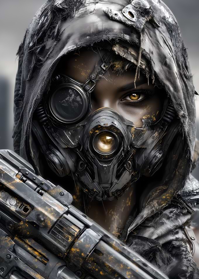 Post-Apocalyptic Warrior with Mask and Gun