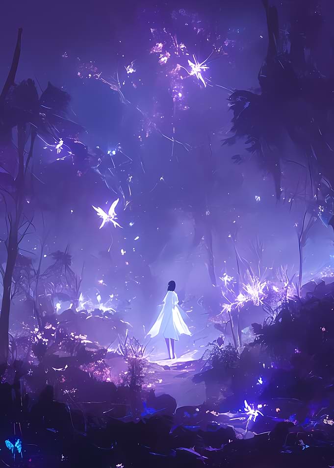 Enchanted Forest with Figure in White
