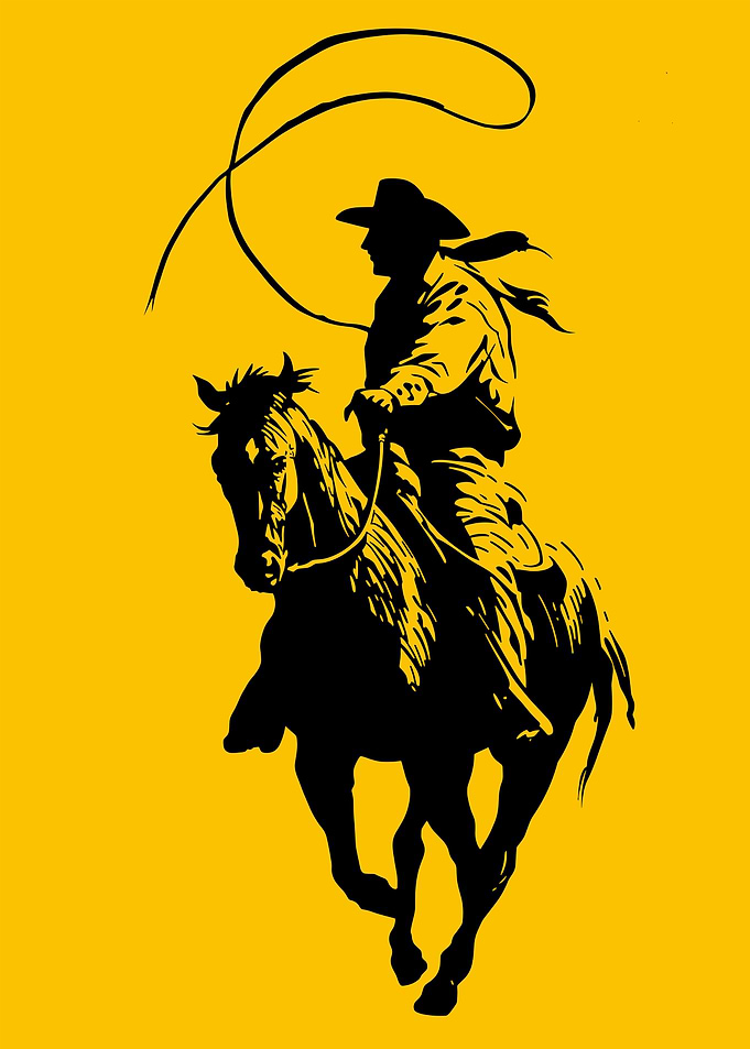Cowboy on Horse with Lasso Silhouette