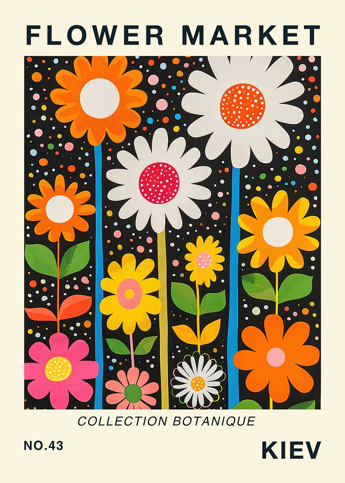 Kiev Flower Market Botanical Travel Poster