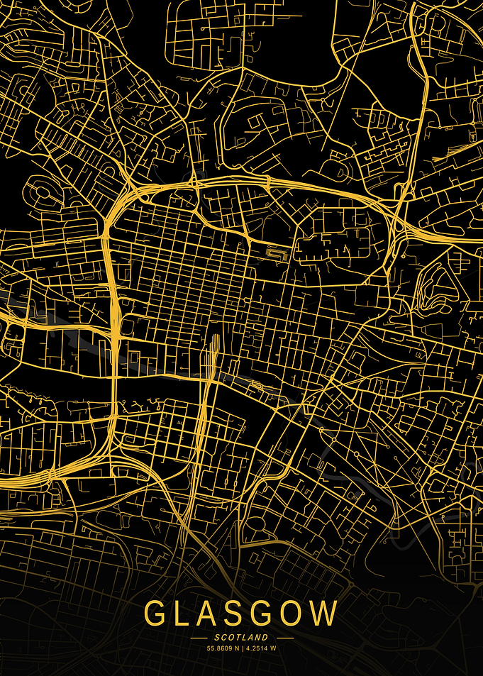 Golden Glasgow City Map