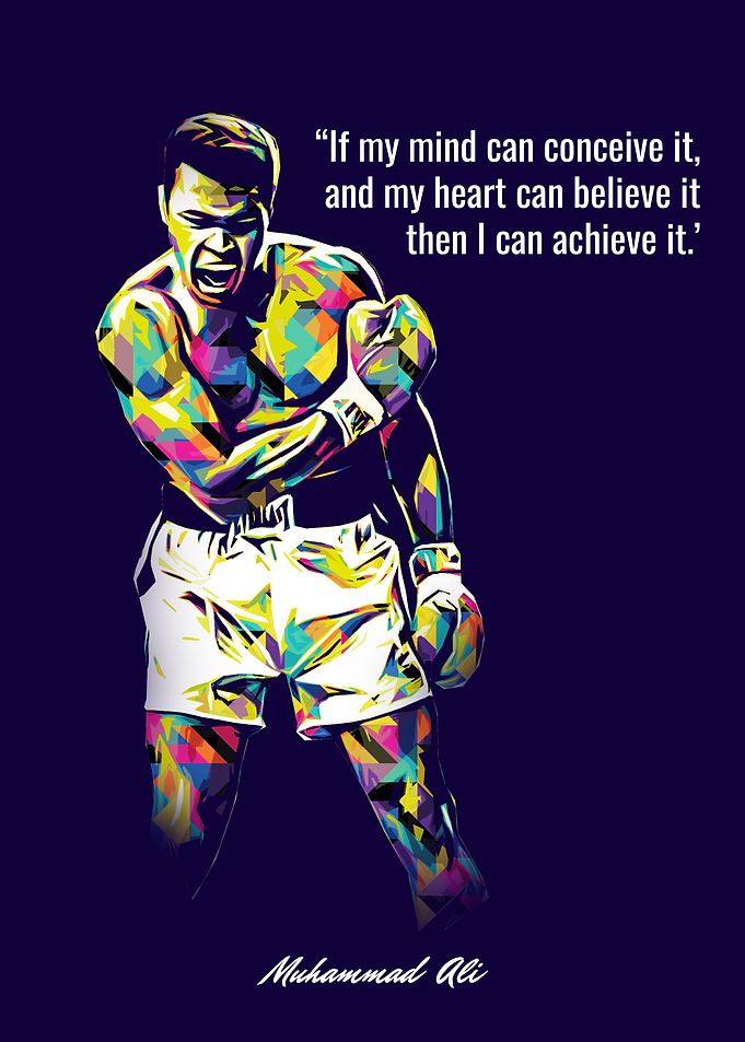 Muhammad Ali Colorful Portrait with Quote